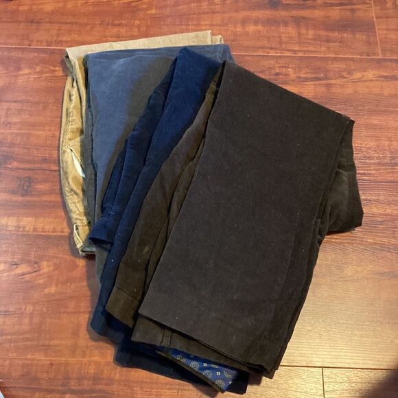 Lauren Bundle of 4 Pair Lauren Corduroy Flat Front Pants 36x30 Business Casual - Picture 3 of 12